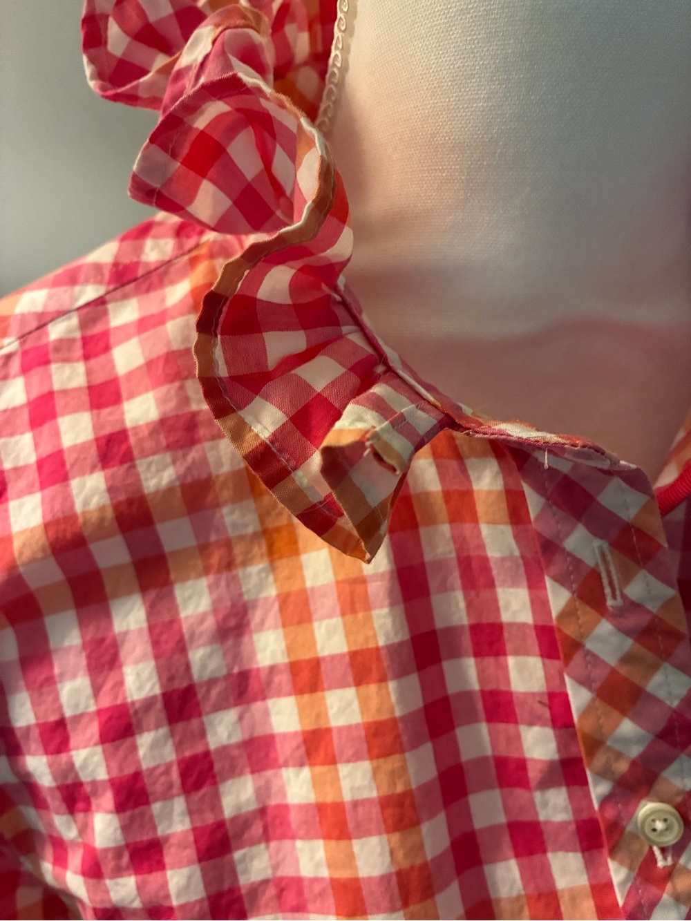Up-Cycled Ladies Ruffed Collar Shirt - Picture 2 of 5